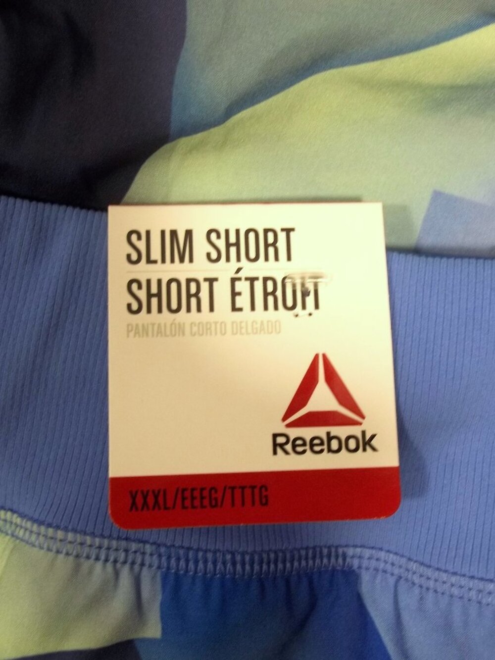 Reebok Slim Shorts Womens Plus Size XXXL Athletic Inner Short Geometric Blue NWT - Picture 5 of 6